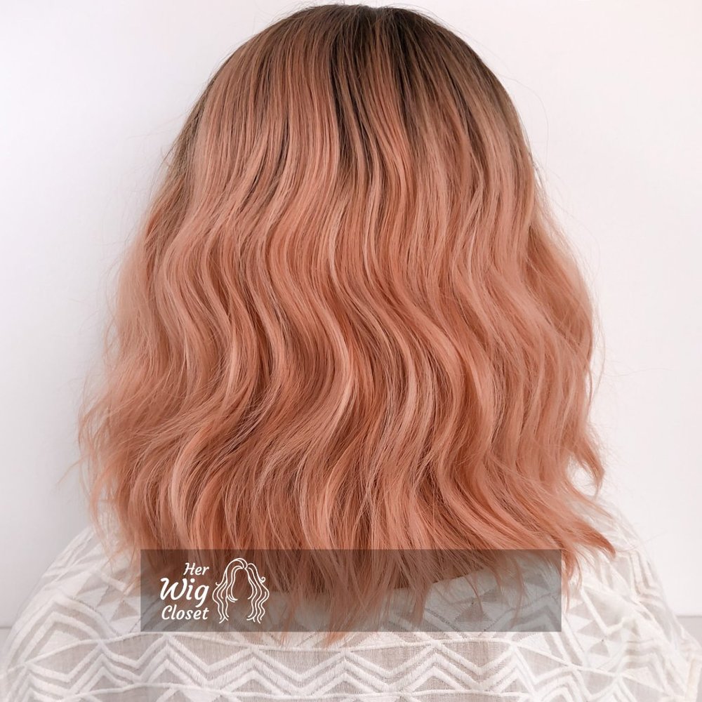 Rose Pink Ombre Wavy Lace Wig 12" | Aster
